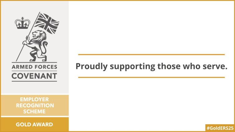 Graphic relating to the Gold Award for the Ministry of Defence's Employer Recognition Scheme.