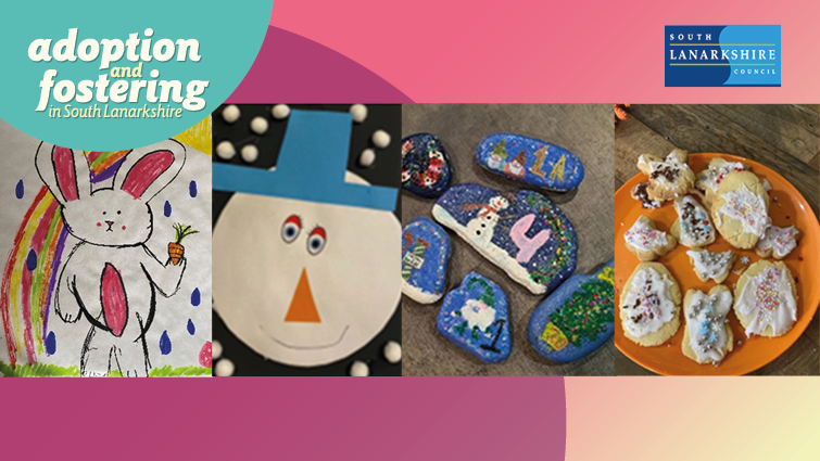 this image is a montage of work undertaken by young people who have been fostered or adopted