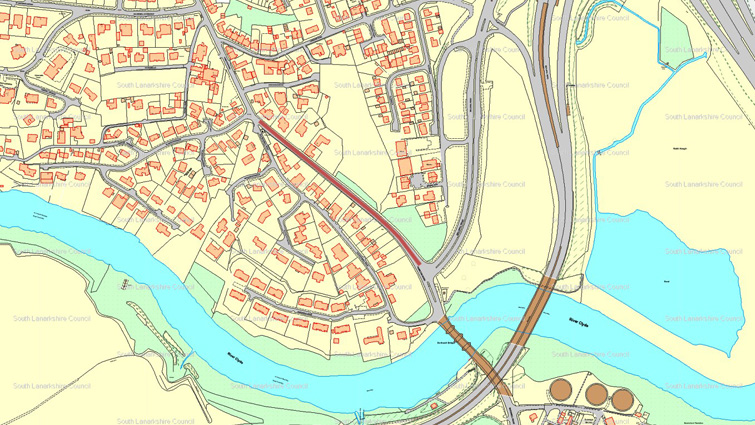 Map of road closure on Hamilton Road, Bothwell, on 16/10/22.