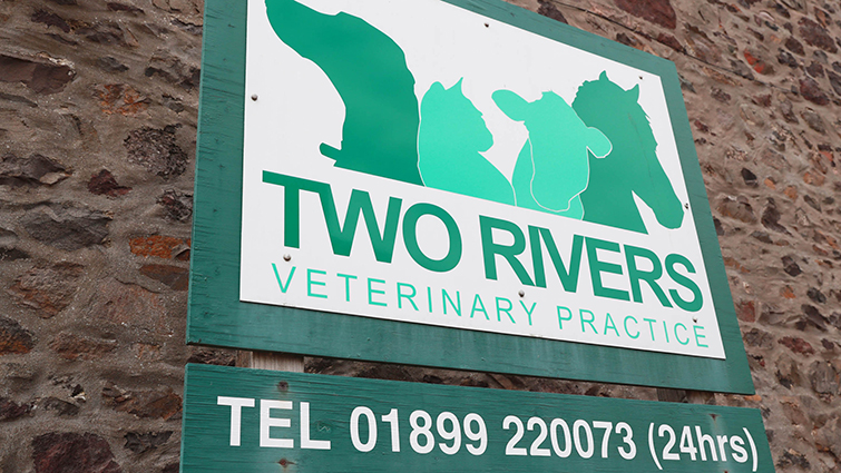 This image is the sign for Two Rivers Veterinary Practice who have become the 100th Living Wage accredited employer in South Lanarkshire