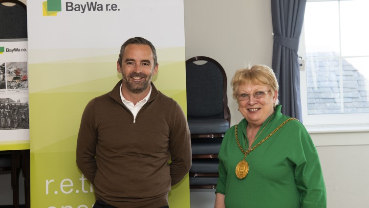 This image shows Provost Margaret Cooper at the opening of Dalquhandy Wind Farm