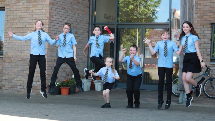 David Livingstone Primary School and Nursery pupils jumping