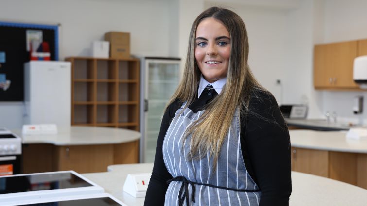 This image shows Duncanrig Secondary pupil Amy who is hoping to pursue a career in cooking