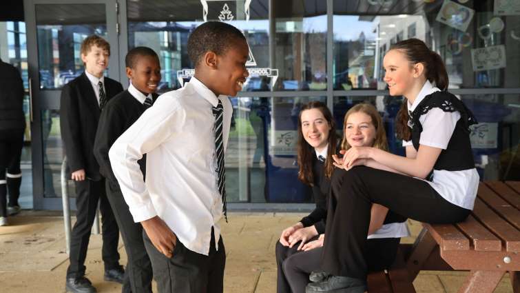 Duncanrig Secondary School pupils chatting