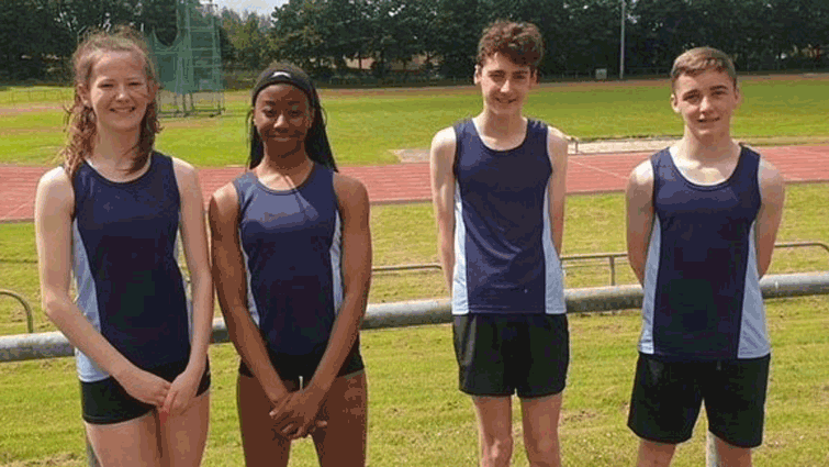 Emma Clark (Lesmahagow High School), Tehillah Chioma Ikechukwu Okonkwo (St. Aidan’s High School, Wishaw), Angus Wilkinson (Duncanrig Secondary, East Kilbride), and Owen Murphy (Taylor High School, New Stevenson) are the Lanarkshire athletics team for the International Children's Games 2022 in Coventry, Engand.