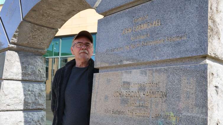 John Bradley before starting renovation work at the VC memorial in Hamilton