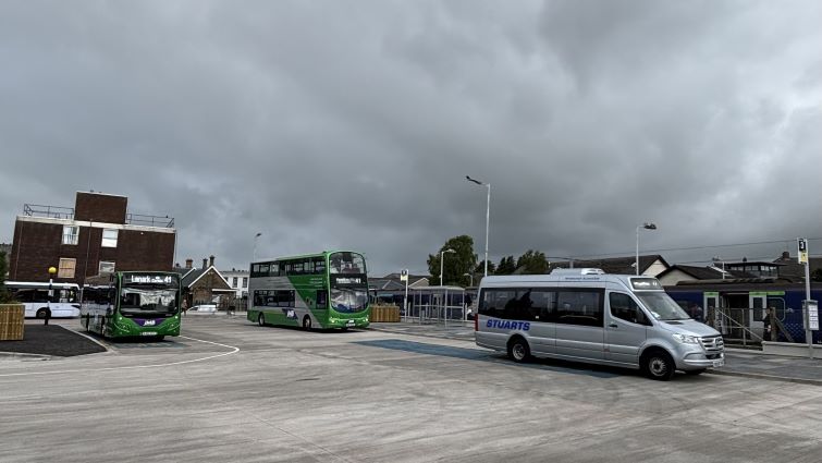 This images shows buses at the new Lanark Interchange